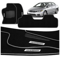 Jogo de Tapete Carpete Premium Compatível New Civic 2014 a 2016 Com Placa Personalizada Honda