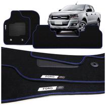 Jogo de Tapete Carpete Premium Nova Ranger Cabine Dupla 2013 a 2023 Com Placa Personalizada Ford