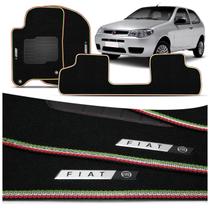 Jogo de Tapete Carpete Premium Palio 2012 a 2023 Preto Com Placa Personalizada Fiat