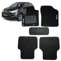Jogo de Tapete Citroen C3 2013 Até 2020 Bordado Com Logo 5 Peças Preto