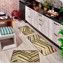 Jogo de Tapete Cozinha Antiderrapante Marrom Kit 3 Peças Lancer Jogo de Tapete Cozinha Antiderrapante Marrom Kit 3 Peças Lancer