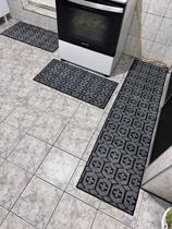 Jogo de Tapete Cozinha Passadeira e Capacho Feltro 3 Peças