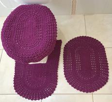 Jogo de Tapete Crochê Colorido 3 Peças