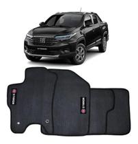 Jogo de Tapete de Borracha Pvc para nova Fiat Strada cabine dupla 2020 até 2025 todos modelos com 4 Peças lavável impermeável preto com bordado top