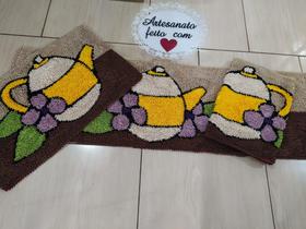 Jogo De Tapete De Cozinha 3 Peças de Xicara