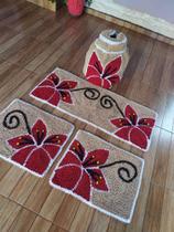 Jogo de Tapete De Frufru Cozinha 3 Peças + capa de Botijão