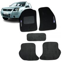 Jogo de Tapete Ecosport 04 05 06 07 08 09 10 11 Bordado Com Logo 5 Peças Preto