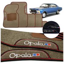 Jogo de Tapete em Carpete Premium Opala 1975 a 1992 Bege Grafite Com Logo Personalizado 5 Peças