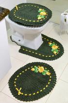 Jogo De Tapete Para Banheiro De Croche 3 Peças Verde Musgo