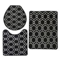 Jogo de Tapete para Banheiro Pratik 3 Peças Mandala Preto Oasis