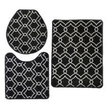Jogo de Tapete para Banheiro Pratik 3 Peças Mandala Preto Oasis Jogo de Tapete para Banheiro Pratik 3 Peças Mandala Preto Oasis