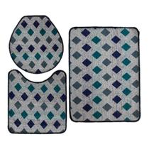 Jogo de Tapete para Banheiro Pratik 3 Peças Mosaico Azul Oasis Jogo de Tapete para Banheiro Pratik 3 Peças Mosaico Azul Oasis