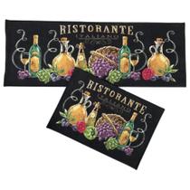 Jogo de Tapete para Cozinha 2 Pçs Antiderrapante Bistrô Estampado - Corttex