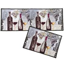 Jogo de Tapete para Cozinha 2 Pçs Antiderrapante Bistrô Estampado - Corttex Jogo de Tapete para Cozinha 2 Pçs Antiderrapante Bistrô Estampado - Corttex