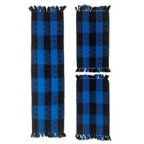 Jogo De Tapete Para Cozinha Tear Algodão 3 Peças ul/Ptreto Jogo De Tapete Para Cozinha Tear Algodão 3 Peças ul/Ptreto