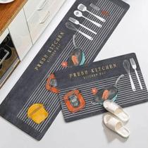Jogo De Tapete Passadeira Belga Cozinha Antiderrapante 2 Pcs