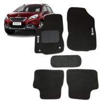 Jogo de Tapete Peugeot 2008 15 16 17 18 19 20 Bordado Com Logo 5 Peças Preto