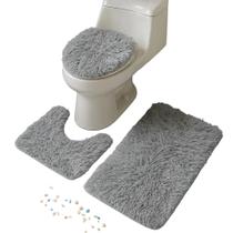 Jogo de Tapete Piso Para Banheiro Luxo 3 Peças Antiderrapante Soft , Elegante!