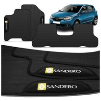 Jogo de Tapete PVC Sandero 2015 a 2020 Preto Com Logo Bordado Concept 3D 3 Peças