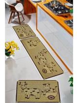 Jogo de Tapete Sisal 3 Peças para Cozinha Mult Kit Sisal vaca Tapetes Lancer Jogo de Tapete Sisal 3 Peças para Cozinha Mult Kit Sisal vaca Tapetes Lancer