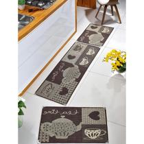Jogo De Tapete Sisal Kit 3 Peças Passadeiras Cozinha Marrom Bege 1,50m