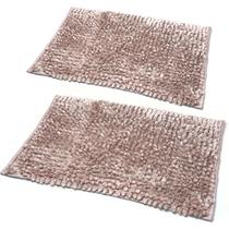 Jogo de Tapetes Banheiro Sala Hall Poliéster Retangular Liso Emborrachado Antiaderente Decoração Lavabo