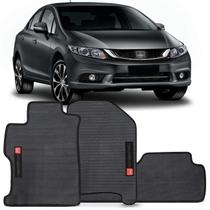 Jogo de Tapetes Borracha PVC Honda Civic 2012 2013 2014 Preto com Grafia Bordado Base Antiderrapante