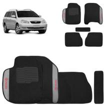 Jogo de Tapetes Carpete Corolla Fielder 2002 a 2008 Preto Bordado 5 Peças