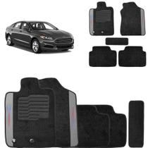 Jogo de Tapetes Carpete Ford Fusion 2011 a 2013 Preto Bordado 5 Peças