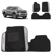 Jogo De Tapetes Carpete Ford Ranger CD 2013 a 2020 Preto Bordado 3 Peças Jogo De Tapetes Carpete Ford Ranger CD 2013 a 2020 Preto Bordado 3 Peças