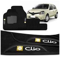 Jogo de Tapetes Carpete Renault Clio 2013 a 2015 Grafite Preto com Logo Bordado Concept 3D 5 Peças