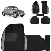 Jogo de Tapetes Carpete Volkswagen Fusca Preto Bordado 5 Peças