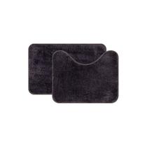 Jogo de Tapetes Microfibra 2 Pcs Soft Color 60x40/50x40cm Grafite - Uzoo Jogo de Tapetes Microfibra 2 Pcs Soft Color 60x40/50x40cm Grafite - Uzoo