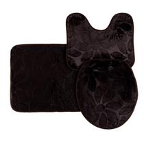 Jogo De Tapetes P/ Banheiro 03 Pçs Antiderrapante Soft Macio Folhas - Camaria