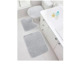 Jogo de Tapetes P/Banheiro Cristal C/3 Peças Jolitex Cinza