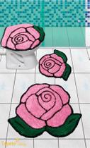 Jogo De Tapetes P/Banheiro Formato Rosas Rosa bebê - Frufru