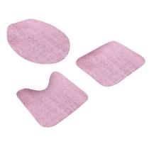 Jogo de Tapetes para Banheiro Tapetes Junior Color Pop em Algodão Rosa Antiderrapante 3 Peças