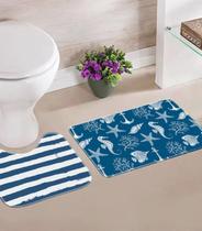 Jogo De Tapetes Para Banheiro Wevans Azul