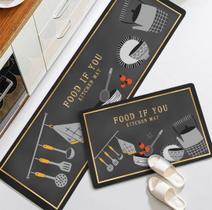 Jogo de tapetes para cozinha 2 peças emborrachado belga