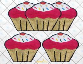 Jogo De Tapetes Para Cozinha Cupcakes Bege com Pink - Frufru - 3 Peças