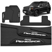 Jogo de Tapetes PVC Jeep Renegade 2015 a 2021 Preto Logo Bordado Concept 3D 3 Peças