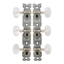 Jogo de Tarraxas Cromadas para Violão Clássico Nylon Pino Grosso Botão Meia Lua