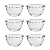 Jogo de tigela bowl de vidro com 6 peças e detalhes na borda 350ml