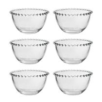 Jogo de tigela de vidro com 6 peças e detalhes na borda 350ml Jogo de tigela de vidro com 6 peças e detalhes na borda 350ml