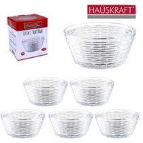 Jogo de tigela de vidro redonda para sobremesa bowl rattan hauskraft com 6 peças 280ml