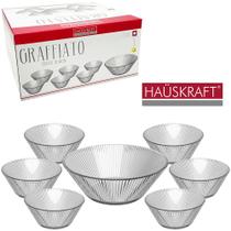 Jogo de tigela de vidro redonda para sobremesa graffiato hauskraft com 7 pecas 1500/320ml