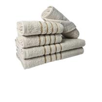 Jogo de Toalha 2 Banho 2 Rosto 1 Piso - 5pçs Coleção Montreal 100% Algodão - Bege