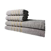 Jogo de Toalha 2 Banho 2 Rosto - 4pçs Coleção Montreal 100% Algodão Cinza