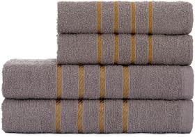 Jogo de Toalha 2 Banho + 2 Rosto Montreal 100% Algodão Alta Absorção - Cinza