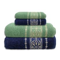 Jogo de Toalha 4 Peças - Banhão - Felpuda - Munique - 100% Algodão - Mafratex Cor: Marinho / Verde Bambu Jogo de Toalha 4 Peças - Banhão - Felpuda - Munique - 100% Algodão - Mafratex Cor: Marinho / Verde Bambu